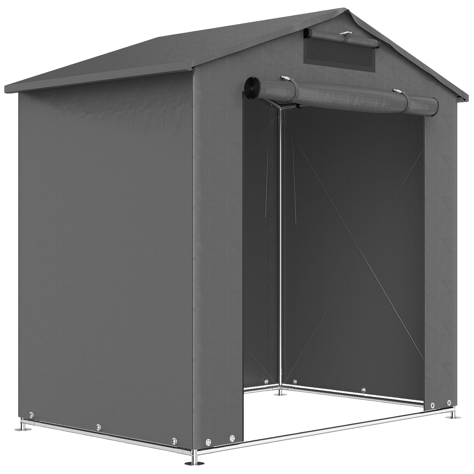 Outsunny 6 x 4 ft Outdoor Garden Storage Shed, Waterproof Bike Tent with Vent and Roll-Up Zipper Door 