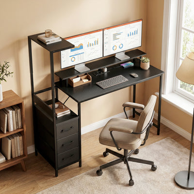 HOMCOM 147cm Gaming Desk with Charging Station and Monitor Stand, Computer Table for Home Office with RGB Lights, Black 