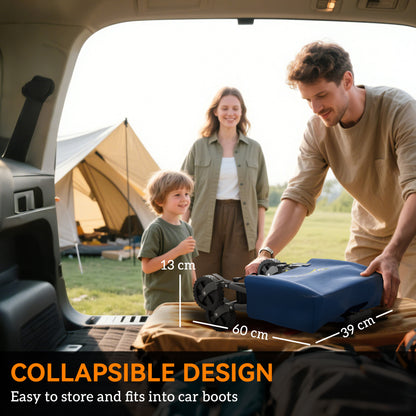 Outsunny 41L Festival Trolley on Wheels, Small Garden Folding Trolley Cart, 60kg Heavy Duty Collapsible Folding Wagon with Adjustable Handle and Carrying Bag for Beach, Camping, Festival, Blue