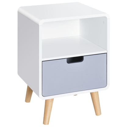 HOMCOM Wooden Bedside Table End Nightstand With Drawer Wood Lamp Desk Storage Unit Bedroom Scandinavian Nordic Style 