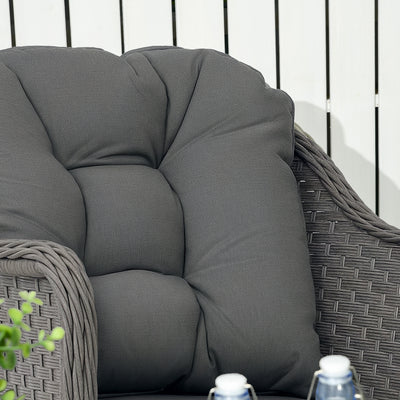 Outsunny Four-Piece Rattan Set, with Glass-Top Table - Light Grey 