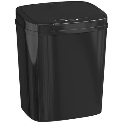 HOMCOM 15L Sensor Bin, Automatic Touchless Kitchen Bin, Easy Clean, Battery Operated for Home Office, Bedroom, Bathroom, Black 