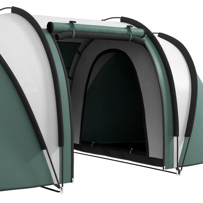Outsunny Camping Tent with 2 Bedrooms and Living Area, 3000mm Waterproof Family Tent, for Fishing Hiking Festival, Dark Green 
