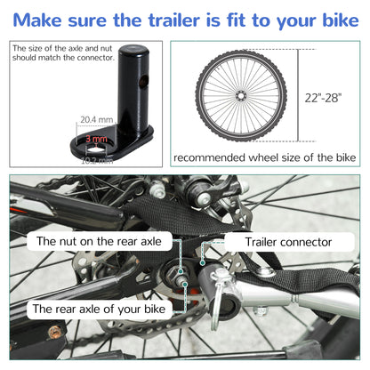 HOMCOM 2 Seat Bike Trailer Bicycle wagon for Kids Child Steel Frame Safety Harness Seat Carrier Hitch Coupler Blue White 130 x 76 x 88 cm 