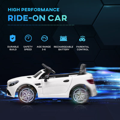 AIYAPLAY Benz SLC 300 Licensed 12V Electric Car for Kids, Kids' Electric Ride on with Parental Remote, Music Lights, Suspension Wheels for 3-6 Years, White 