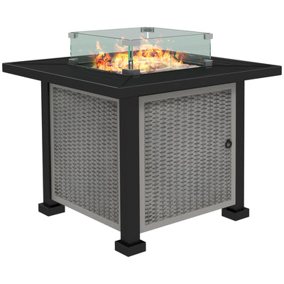 Outsunny 81 x 81cm 50,000 BTU Gas Fire Pit Table - Grey 