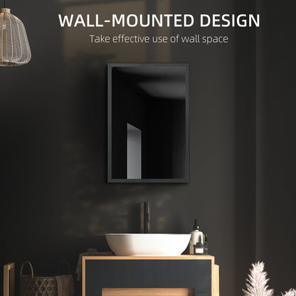 kleankin Bathroom Cabinet with Mirror, Wall Mounted Bathroom Mirror Cabinet with Storage Shelves, 40 x 12 x 60 cm, Black