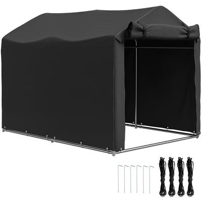 Outsunny 2.2 x 1.6 m Garden Storage Tent, Waterproof Anti-UV Bike Tent with Roll-up Zipper Door, Galvanised Outdoor Storage Shelter Carport for Bike, Motorbike, Garden Tools, Black 
