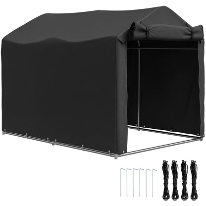 Outsunny 2.2 x 1.6 m Garden Storage Tent, Waterproof Anti-UV Bike Tent with Roll-up Zipper Door, Galvanised Outdoor Storage Shelter Carport for Bike, Motorbike, Garden Tools, Black 