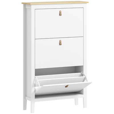 HOMCOM Modern Three-Drawer Shoe Cabinet - White 