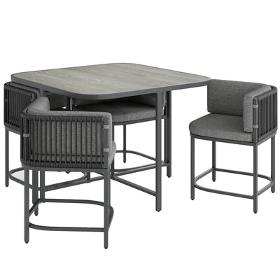 Outsunny 4-Seater Rattan Cube Garden Furniture Set with Cushions - Charcoal Grey 