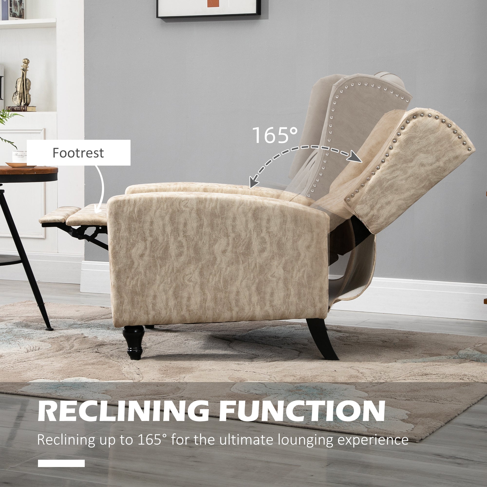 HOMCOM Chesterfield-Style Reclining Armchair - Beige 