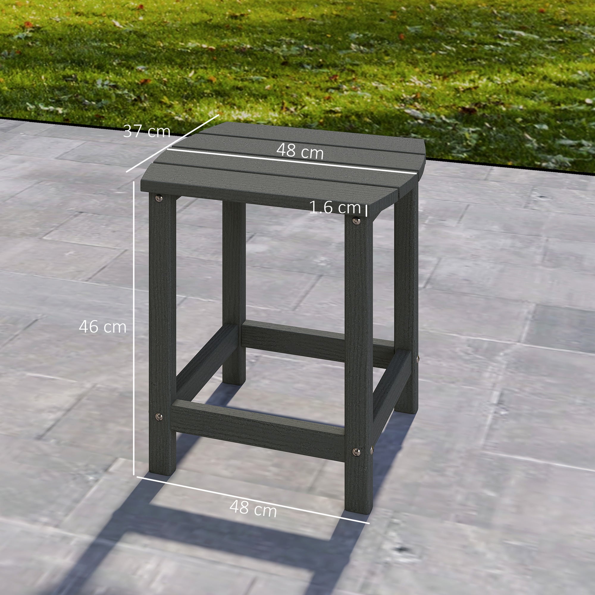 Outsunny Outdoor Side Table, Garden Coffee Table, All-Weather Adirondack Side Table for Garden, Beach, Indoor Outdoor, Grey 