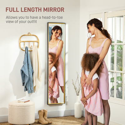 HOMCOM Full Length Mirror, 37 x 157cm Wall Mounted, Leaning, Free Standing Mirror, Framed Full Body Mirror for Living Room, Bedroom, Black 