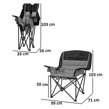 Outsunny Portable Padded Camping Chair, with Bag - Black/Grey 