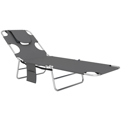 Outsunny Reclining Face Hole Sun Lounger - Dark Grey 