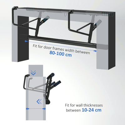 SPORTNOW Pull-Up Bar Doorway, No Drilling Chin-Up Bar Push Up Stand with Resistance Bands and Padded Handles for Home Gym Exercise, Blue 