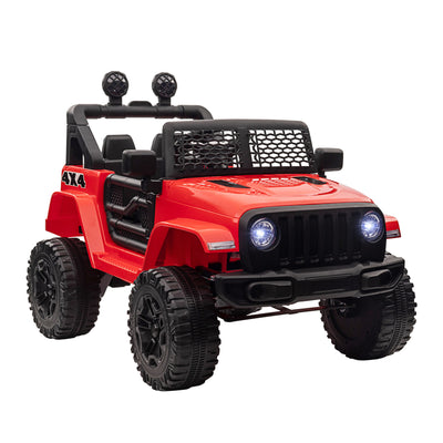 HOMCOM Kids Electric Ride On Car 12V Off Road Toy with Parental Remote Control 2 Motors Horn Lights Suspension Wheels for 3-6 Years Old Red 
