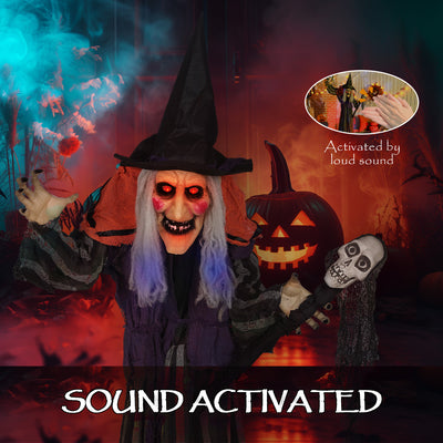 Outsunny 160cm Lifelike Moving Witch Decoration - Multi 