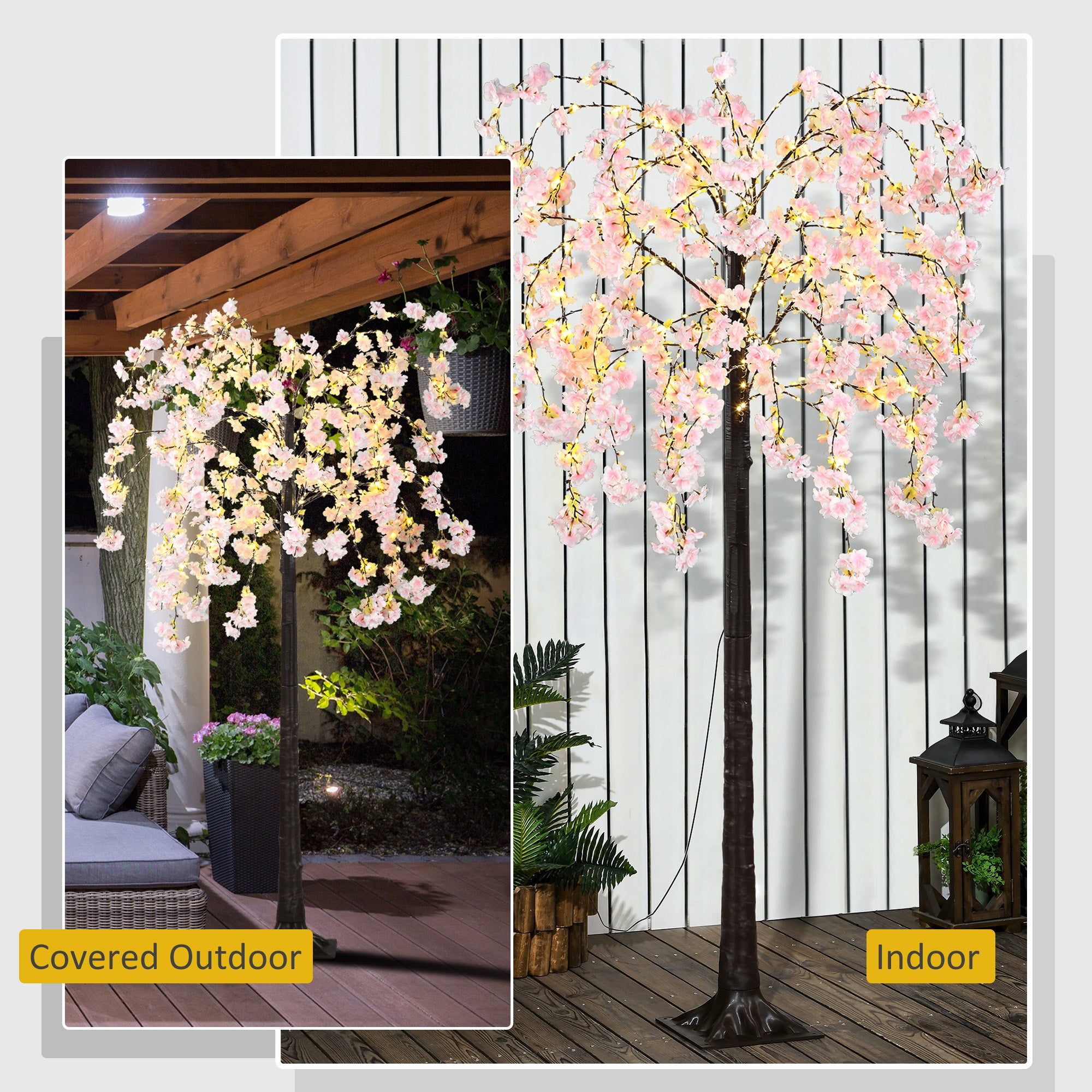 HOMCOM 450 LED Light Decorative Artificial Blossom Tree - Pink 