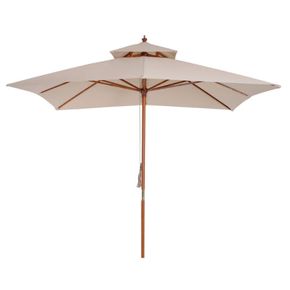 Outsunny 3 x 3 metre Patio Parasol Garden Umbrellas Sunshade Outdoor Wooden Parasol Canopy Double Tier, Beige, BASE NOT INCLUDED 