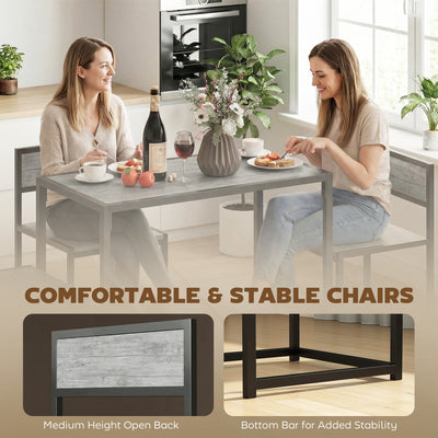 HOMCOM 3 Piece Table Stool Set - Charcoal Grey Wood-Effect 