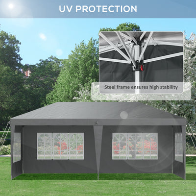 Outsunny 3 x 6m Pop-Up Gazebo, with Removable Walls - Grey 