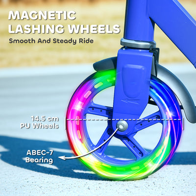 AIYAPLAY Scooter for Kids Ages 3-8 with Adjustable Handle, 2 Light up Wheels, Handbrake & Rear Brake for Girls and Boys, Blue 