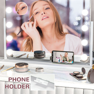HOMCOM 14 LED bulb Tabletop Makeup Mirror, with Adjustable Settings 