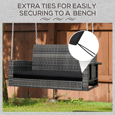 Outsunny 2-Seater Garden Bench Cushion with Ties, Swing Chair Cushion, Replacement Cushion for Outdoor Furniture, 110 x 46 cm, Black 