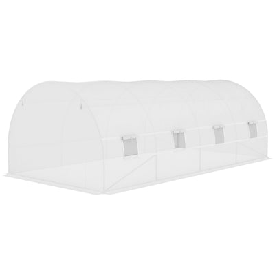 Outsunny Greenhouse Replacement Cover ONLY Winter Garden Plant PE Cover with Roll-up Windows Door, 6 x 3 x 2m White 