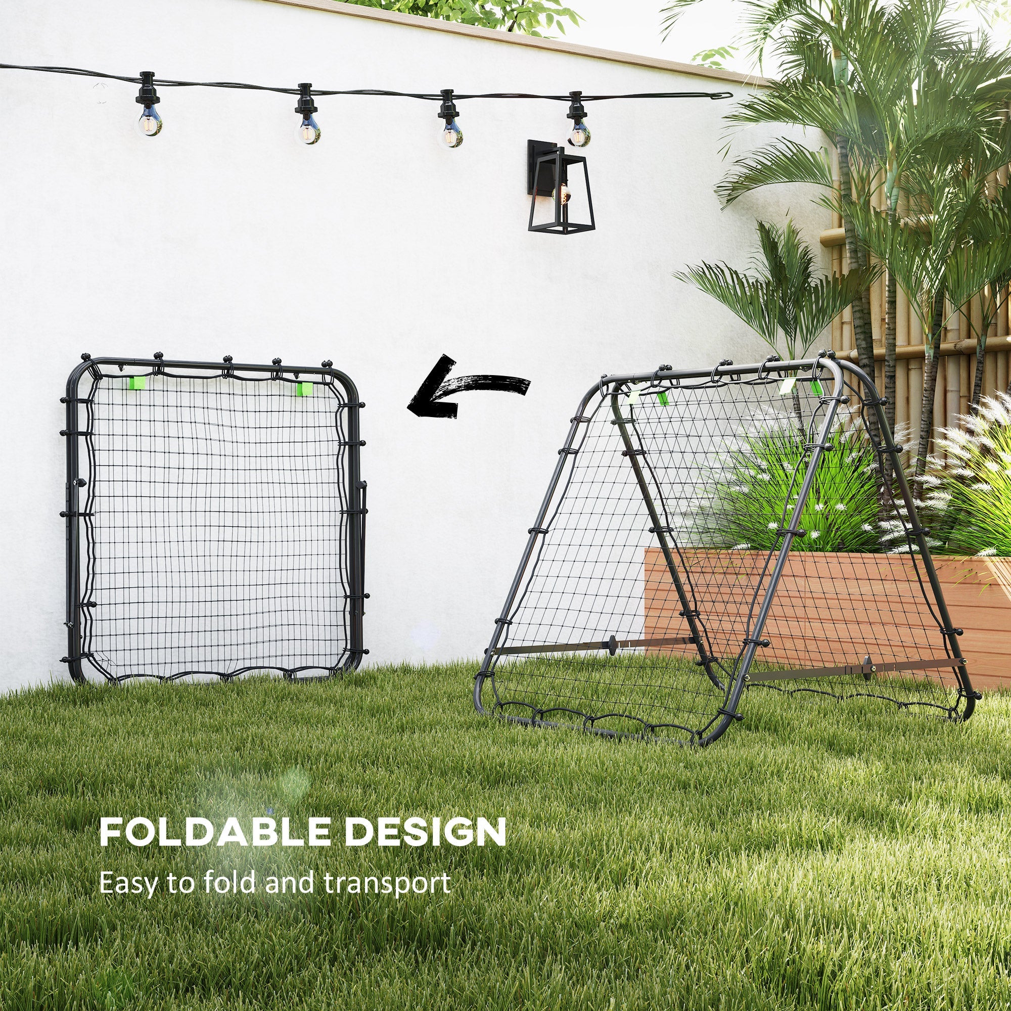 HOMCOM Double Sided Football Rebounder Net, Football Rebound Goal with Five Adjustable Angles, Black 