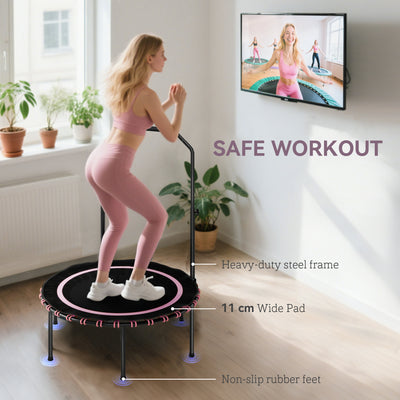 SPORTNOW 40" Foldable Fitness Trampoline Rebounder with Handle, Pink 