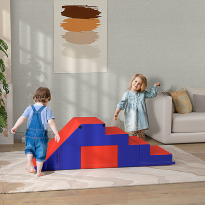 HOMCOM 2-piece Soft Play Set, Baby Foam Climber Block for Toddler 1-3 Years, Dark Blue 