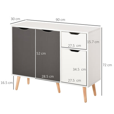 HOMCOM Sideboard Floor Standing Storage Cabinet with Drawer for Bedroom, Living Room, Home Office, Grey 
