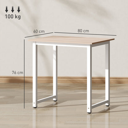HOMCOM Computer Desk, Writing Table, 80 x 60 x 76cm Workstation for Home Office, Study with Metal Frame, Simple Assembly, White 