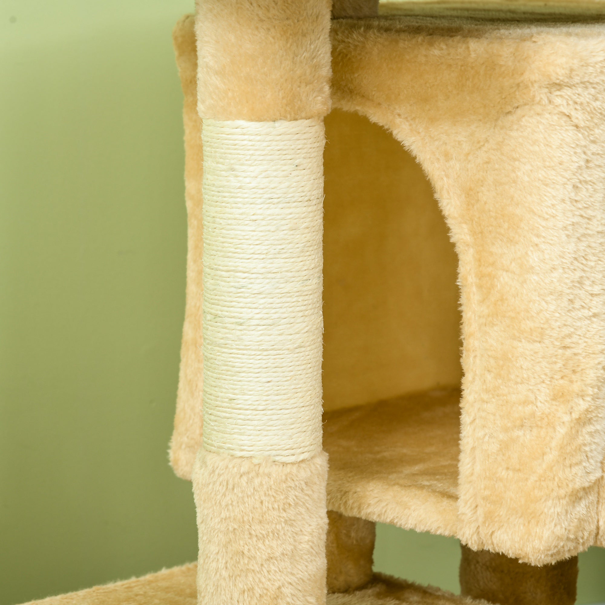 PawHut Sisal Cat Rest & Play Activity Tree w/ 2 House Cream White 