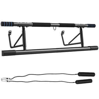 SPORTNOW Pull-Up Bar Doorway with Resistance Bands, No Drilling Chin-Up Bar Push Up Stand with Padded Handles for Home Gym Exercise 