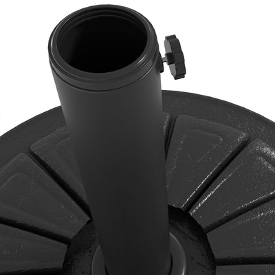Outsunny Umbrella Base, Heavy Duty Concrete Base Holder with Steel Pole, Round Parasol Stand for Patio, Outdoor, Garden, Black 