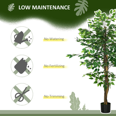 HOMCOM Artificial Ficus Tree, with Weighted Plant Pot - Green 