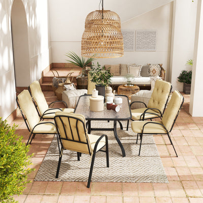 Outsunny Seven-Piece Garden Dining Set with Cushions - Beige 