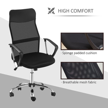 HOMCOM Ergonomic Office Chair Mesh Chair with Adjustable Height Tilt Function Black 