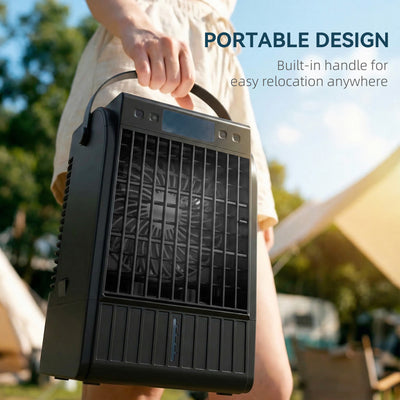 HOMCOM Portable Air Conditioner, 4-in-1 Mini Air Cooler with 4 Wind Speed, 2 Cool Mist, RGB 7 LED Light, Black 