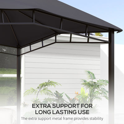 Outsunny 3x3(m) Outdoor Gazebo Garden Gazebo Pavilion Sunshade Canopy Tent with Steel Frame, Grey 
