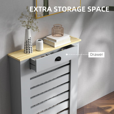 HOMCOM 95.5H x 78Wcm Radiator Cover, with Drawer - Grey 