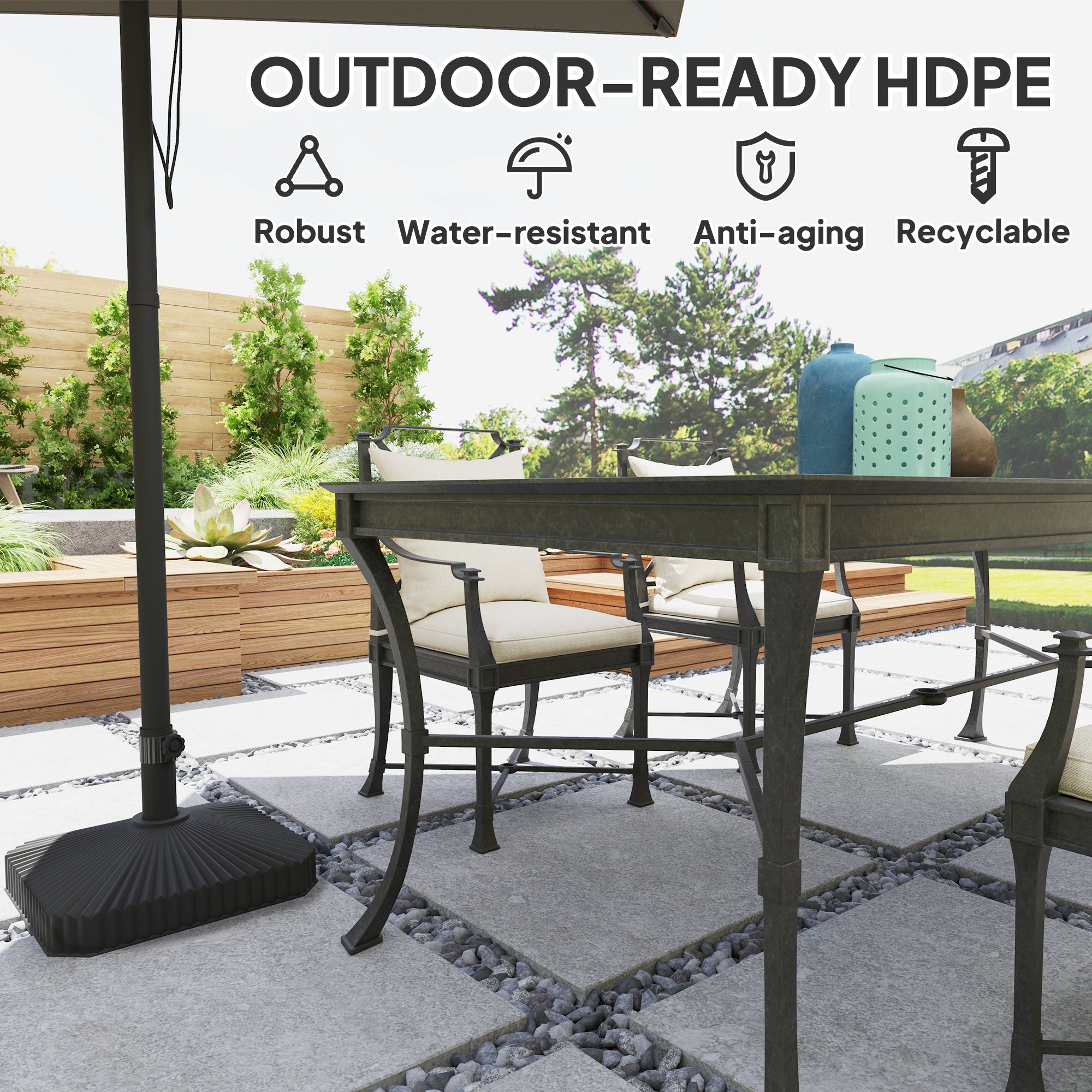 Outsunny Patio Umbrella Stand, Heavy Duty Outdoor Parasol Base, Sand/Water Filled, Black 