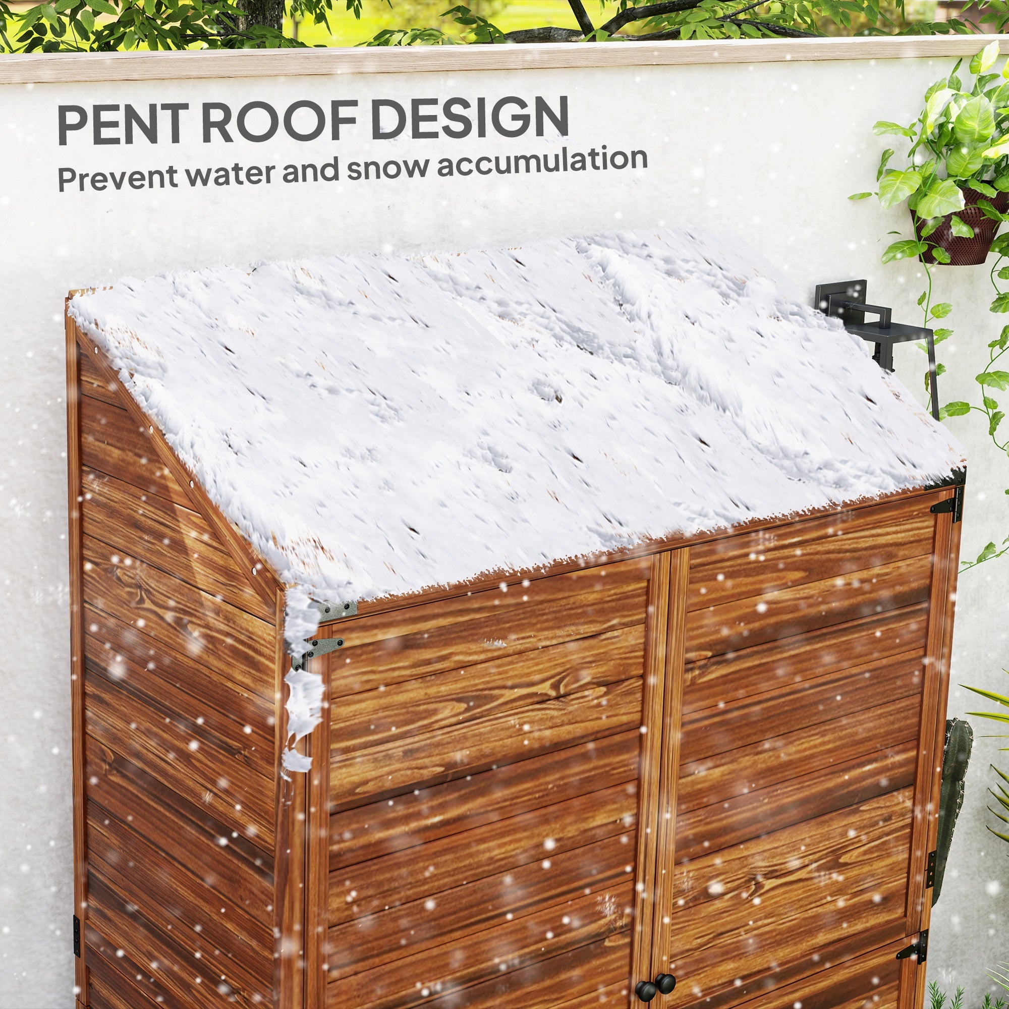 Outsunny 59 x 103.5 cm Two-Tier Wooden Garden Shed - Brown 