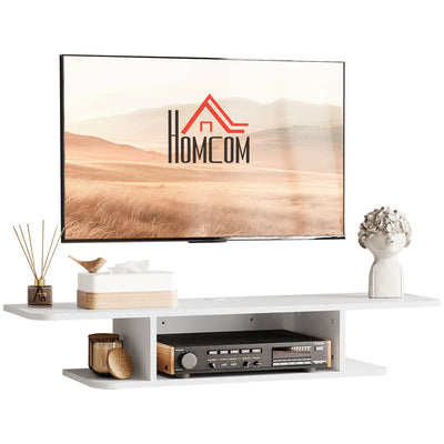 HOMCOM Floating TV Unit Stand for TVs up to 40", Wall Mounted Media Console with Storage Shelf, Entertainment Center, White 