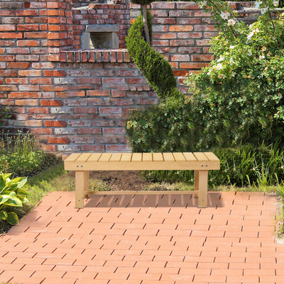 Outsunny 3 Pieces 2-seater Outdoor Indoor Wooden Garden Bench Fir Patio Loveseat, 110L x 38W x 35Hcm, Natural 