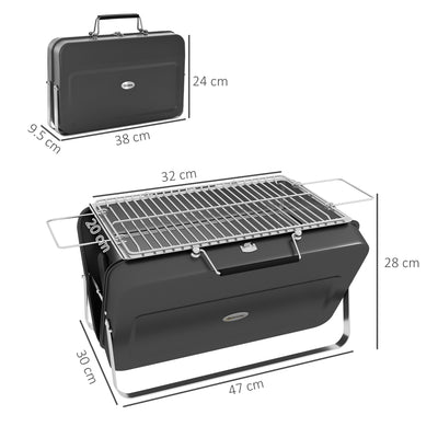 Outsunny Metal Suitable-Style Portable BBQ Grill - Black 